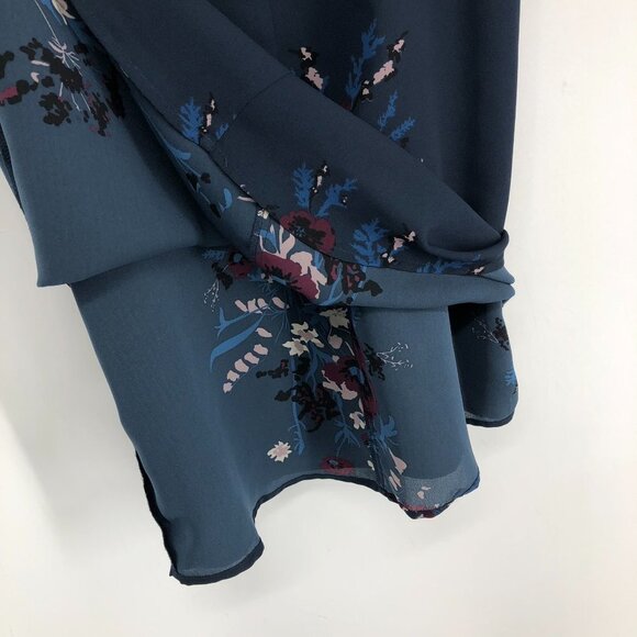 Monk & Lou Navy Blue  Floral Gathered Twist Short Sleeve Dess Size Small - Picture 9 of 16